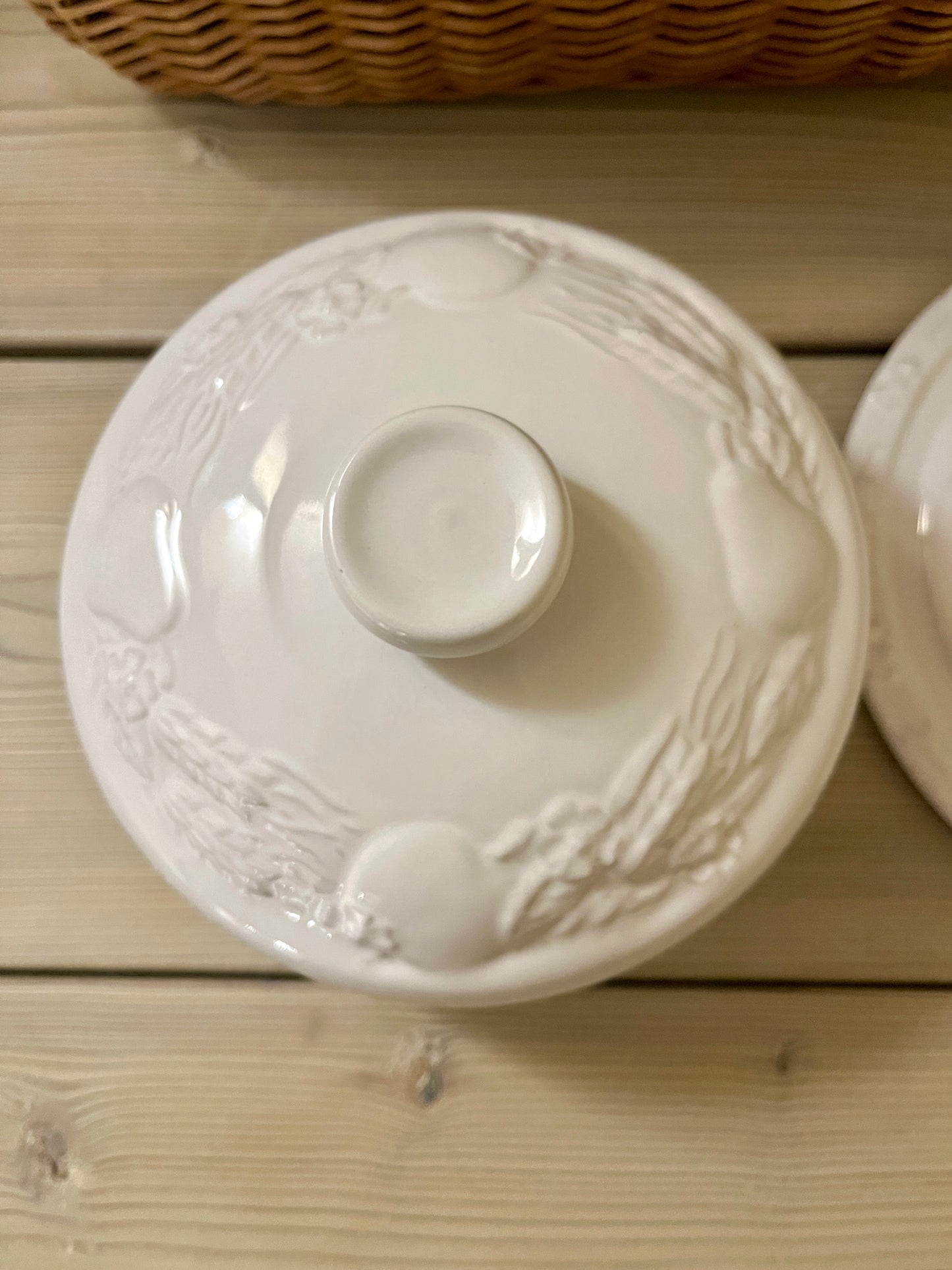 White ironstone Victorian Cheese Dome.