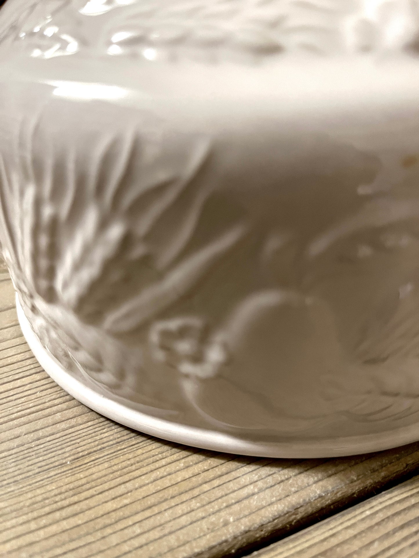 White ironstone Victorian Cheese Dome.