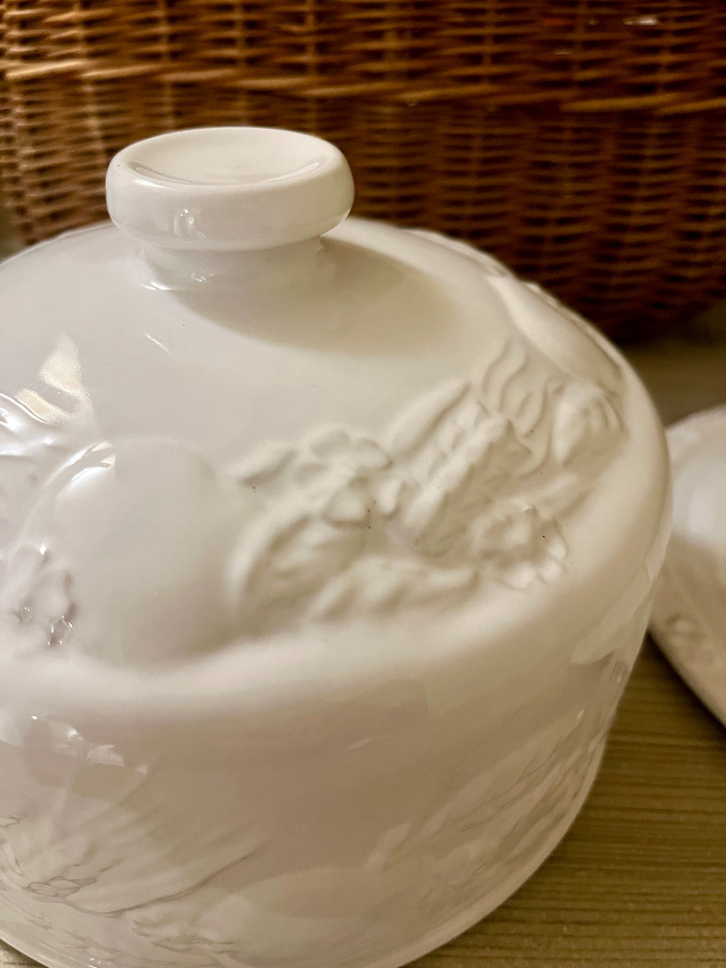 White ironstone Victorian Cheese Dome.