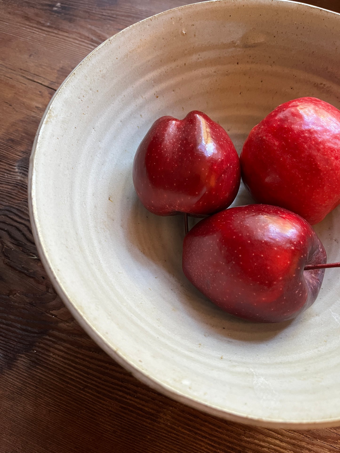Hand Thrown Cream Stoneware Fruit Bowl