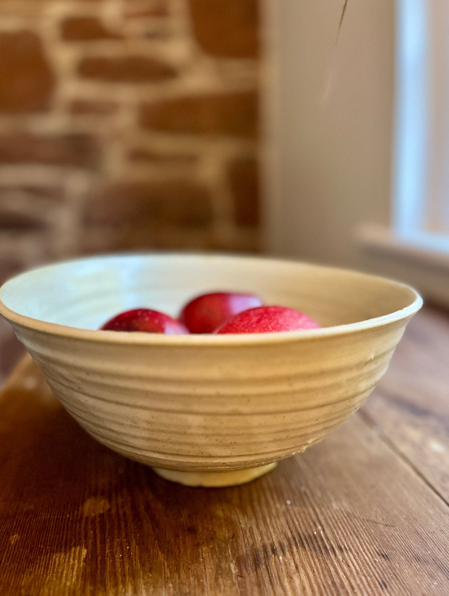 Hand Thrown Cream Stoneware Fruit Bowl