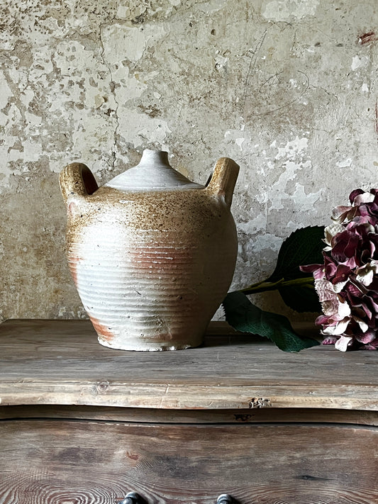 Antique French Walnut Oil Jar Vase
