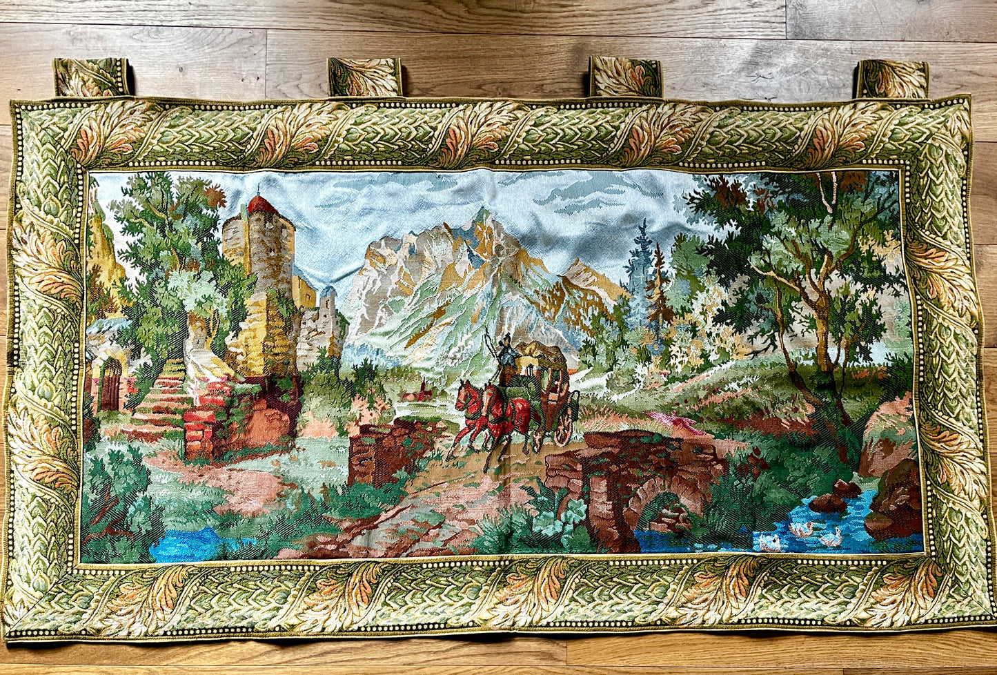 Vintage French Fabric Tapestry Wall Hanging