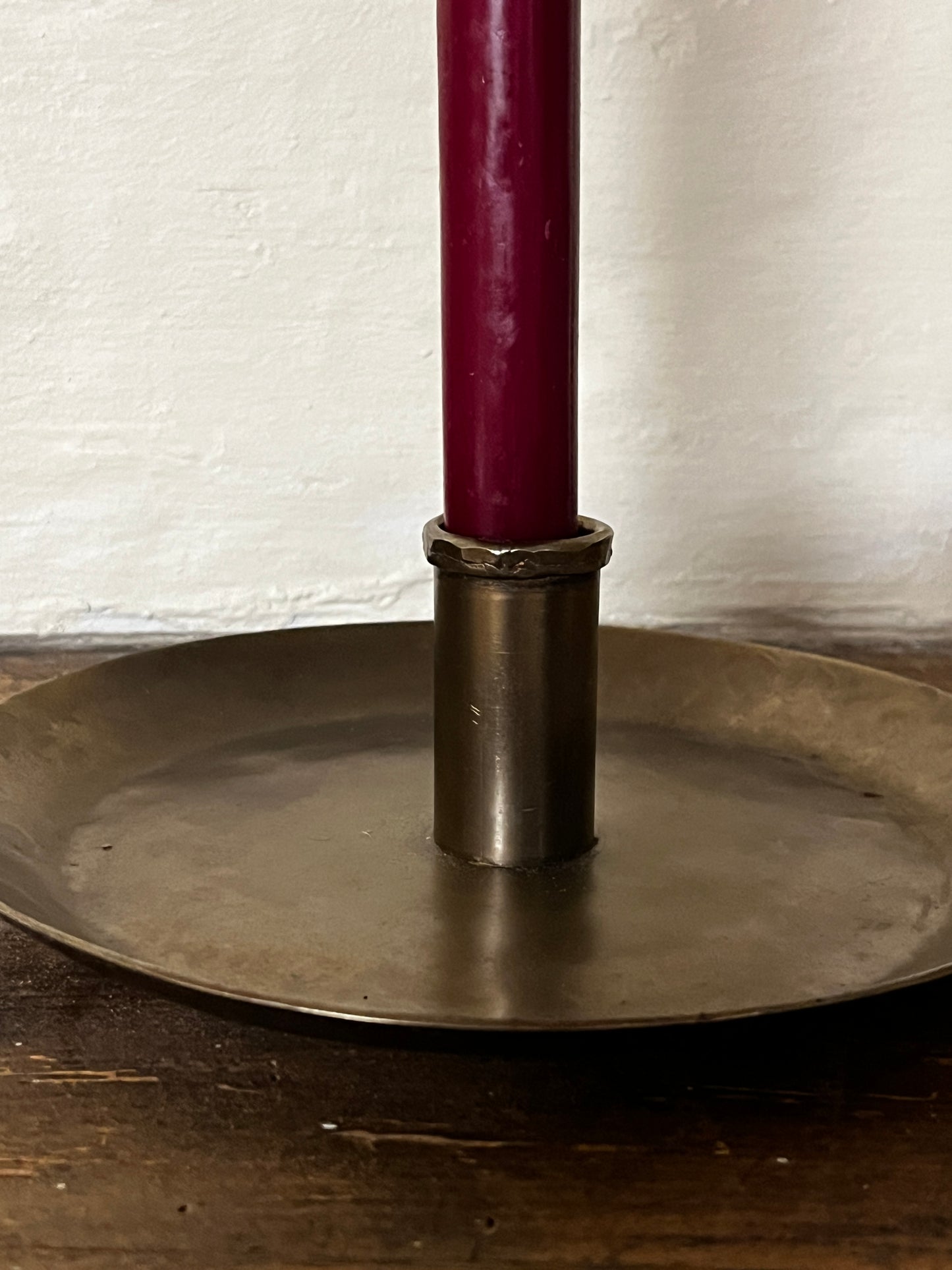 Vintage Style Brass Effect Candle Plate with Hook