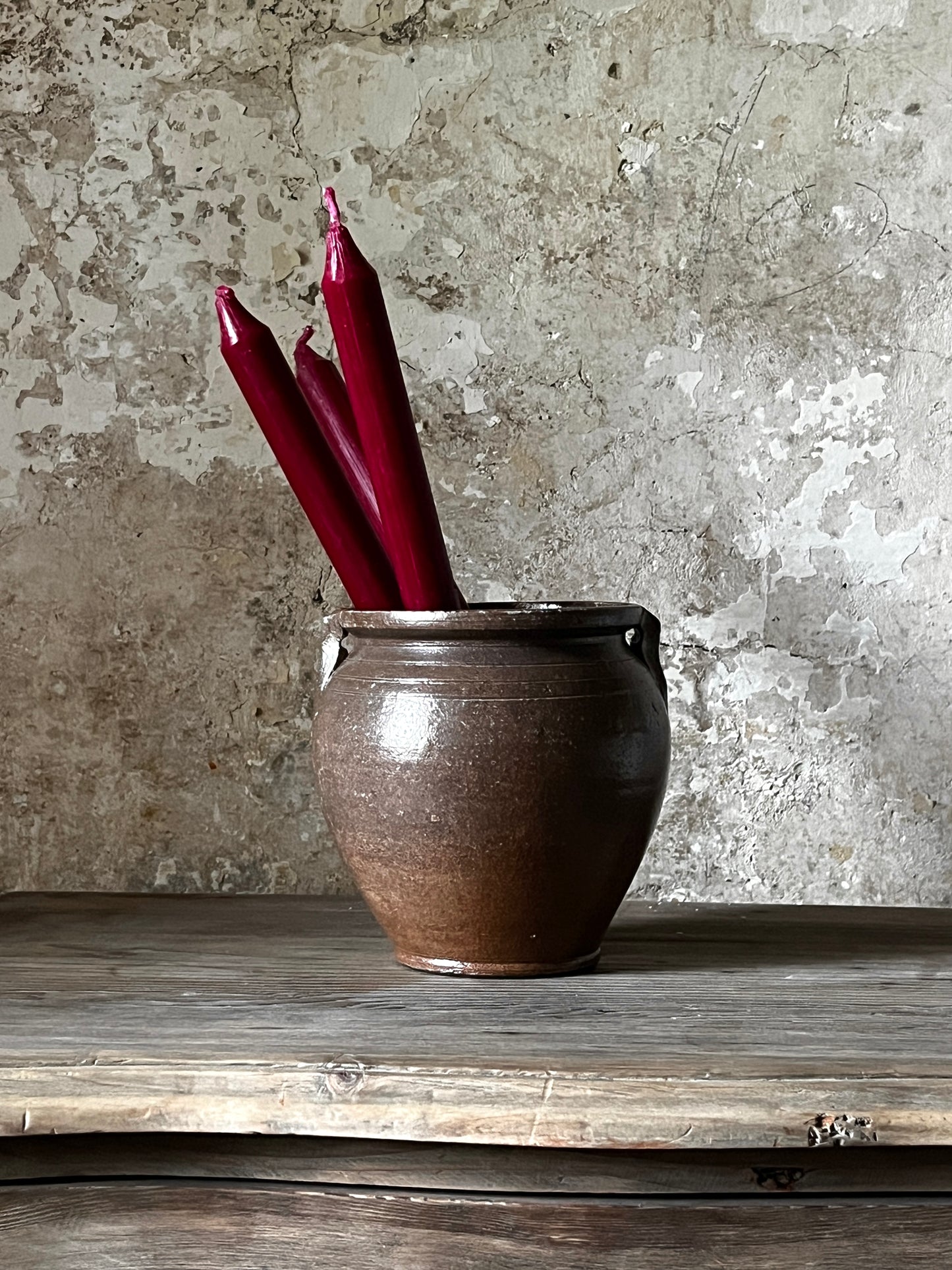 Vintage French Brown Glazed Confit pot