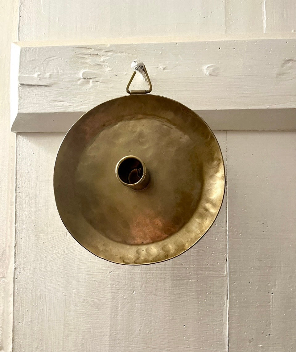 Vintage Style Brass Effect Candle Plate with Hook