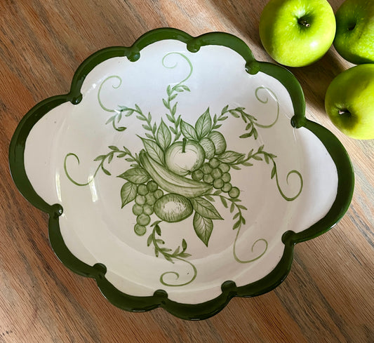 Vintage Decorative Green and White Bowl