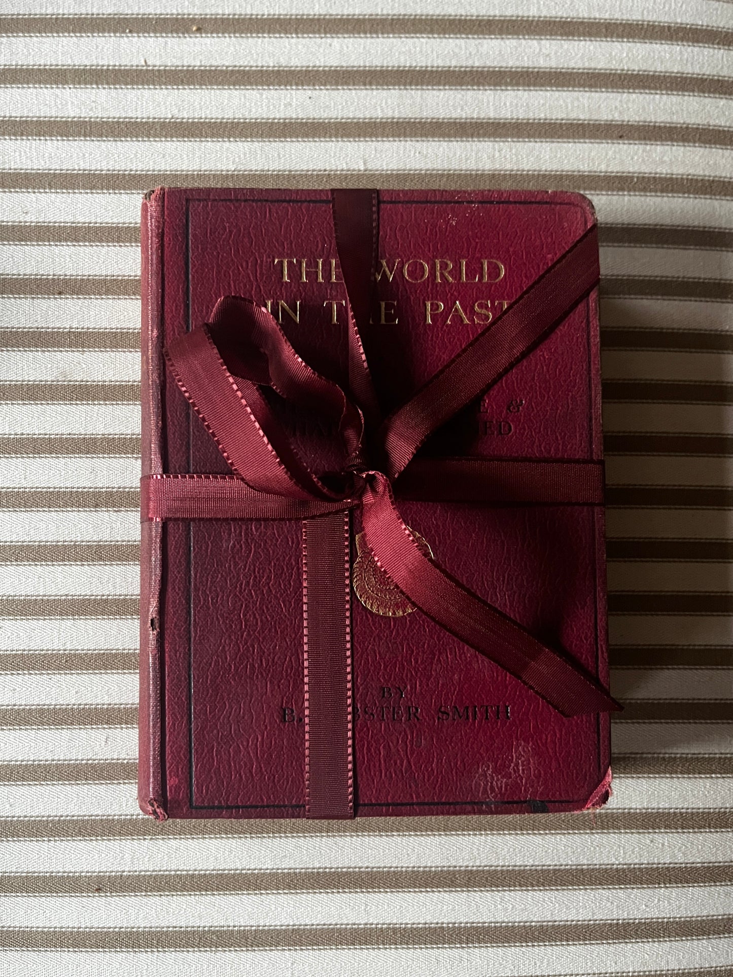 Set of 3 Vintage Worn Books in Berry Colours