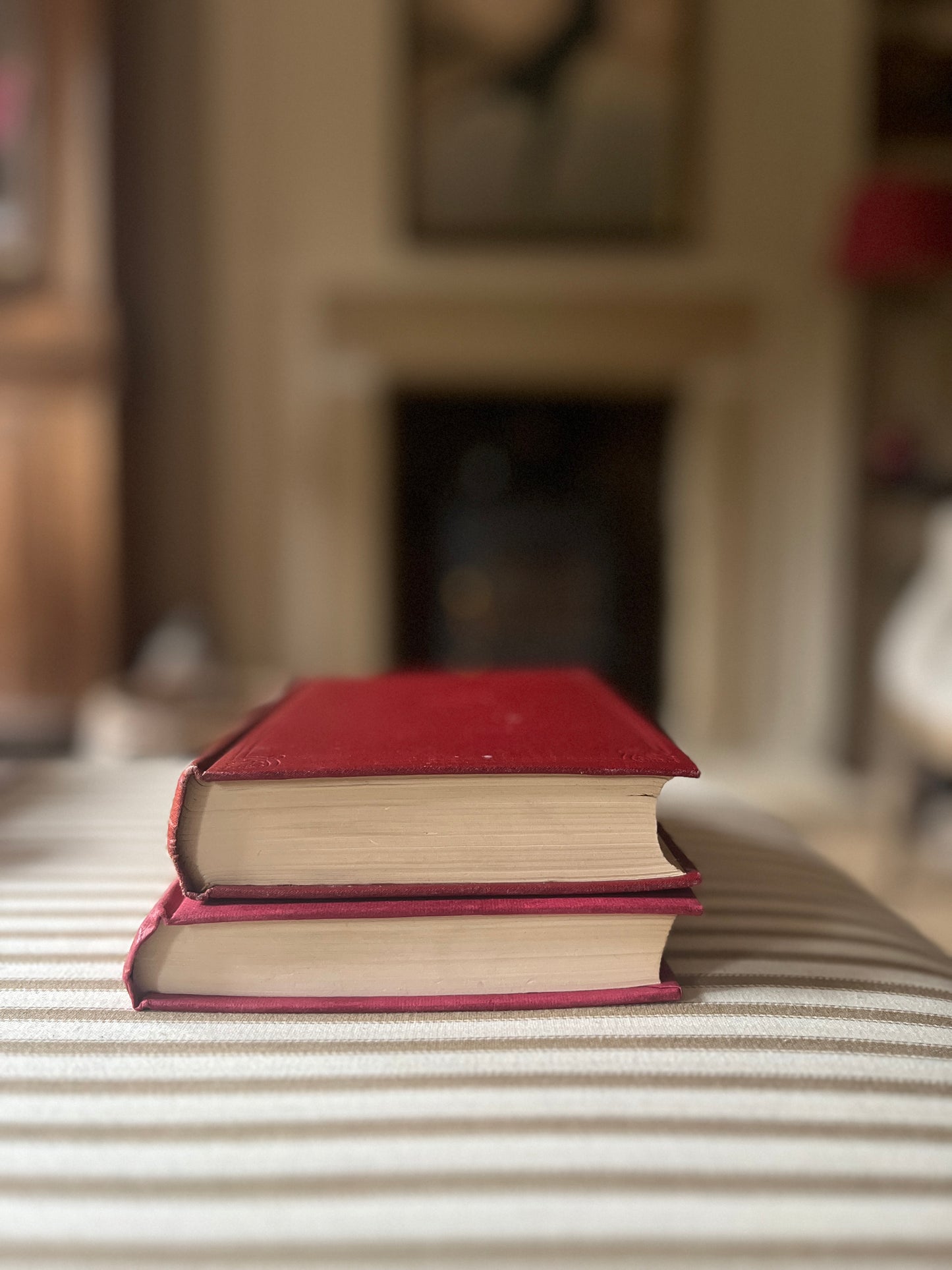 Set of 3 Vintage Worn Books in Berry Colours
