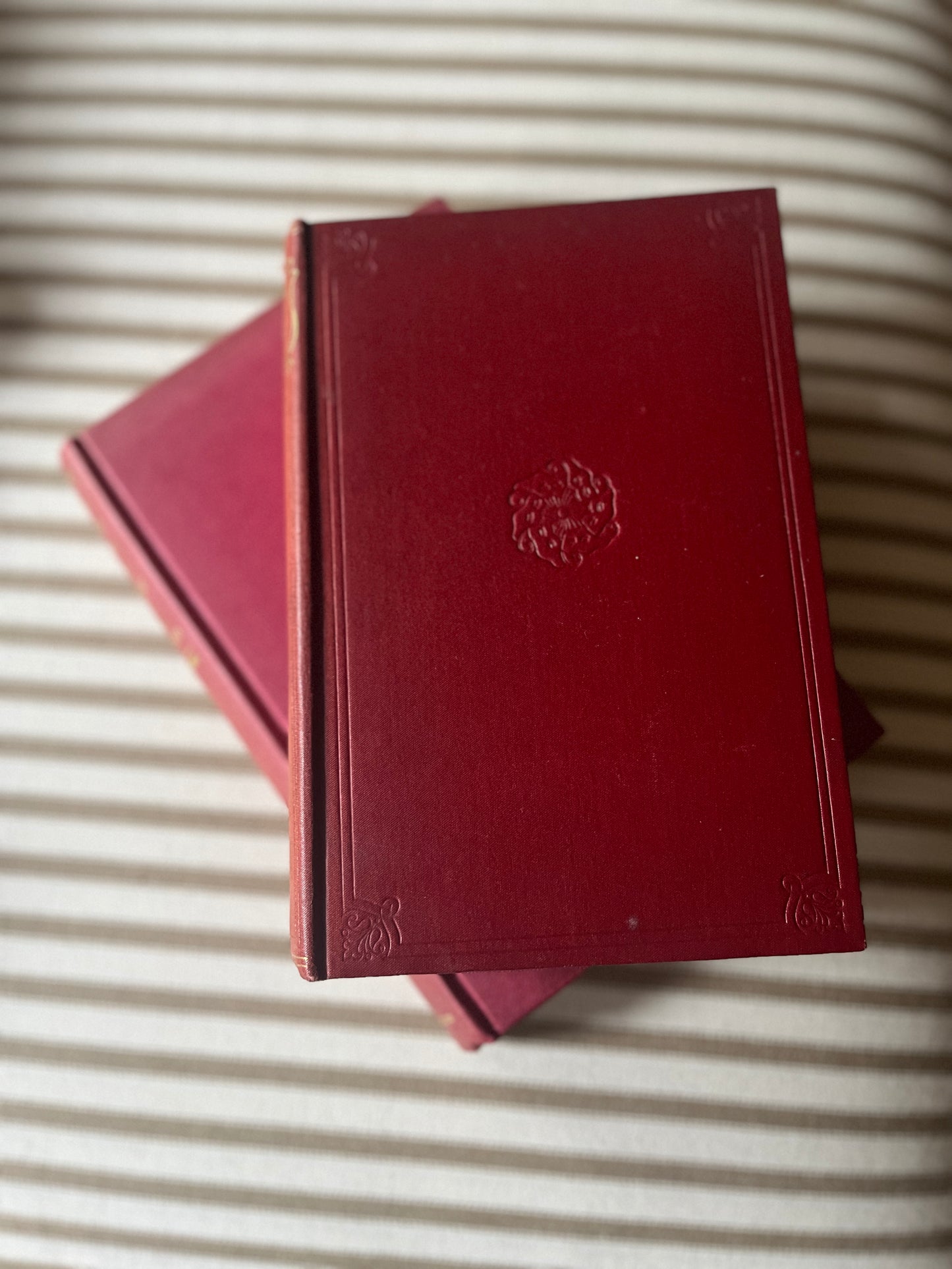 Set of 3 Vintage Worn Books in Berry Colours