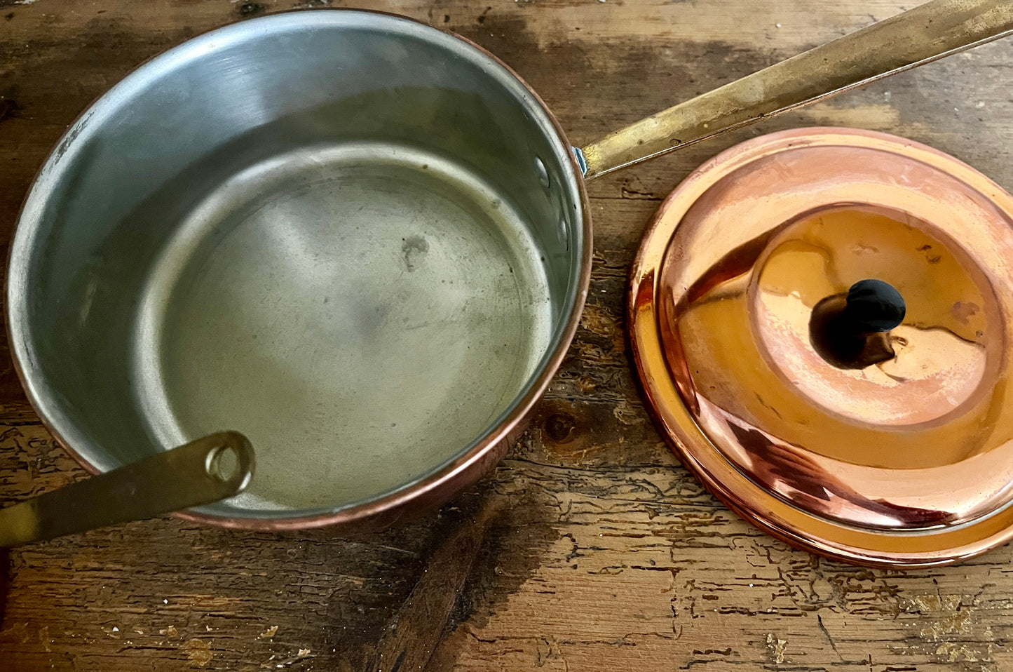 Set of 3 Vintage English Copper Pans