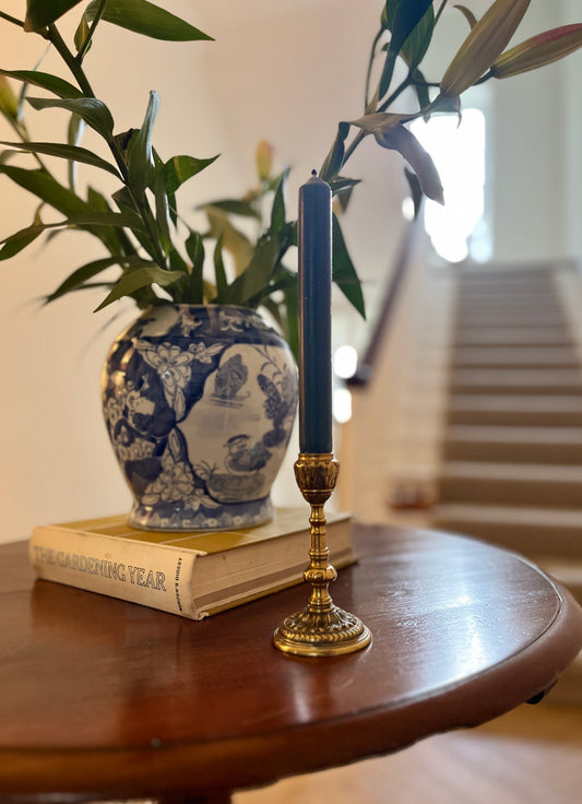 Pair of Vintage Brass Candlesticks – English Country House Style, Decorative Fluted Base, Classic Table Decor