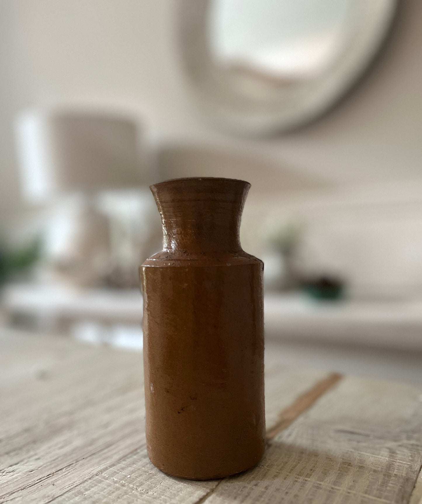 Vintage antique Victorian salt glazed bottle vase in mint condition