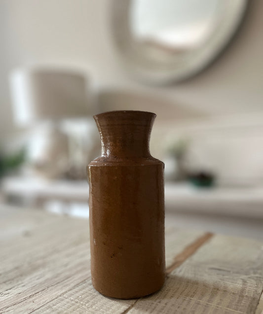 Vintage antique Victorian salt glazed bottle vase in mint condition