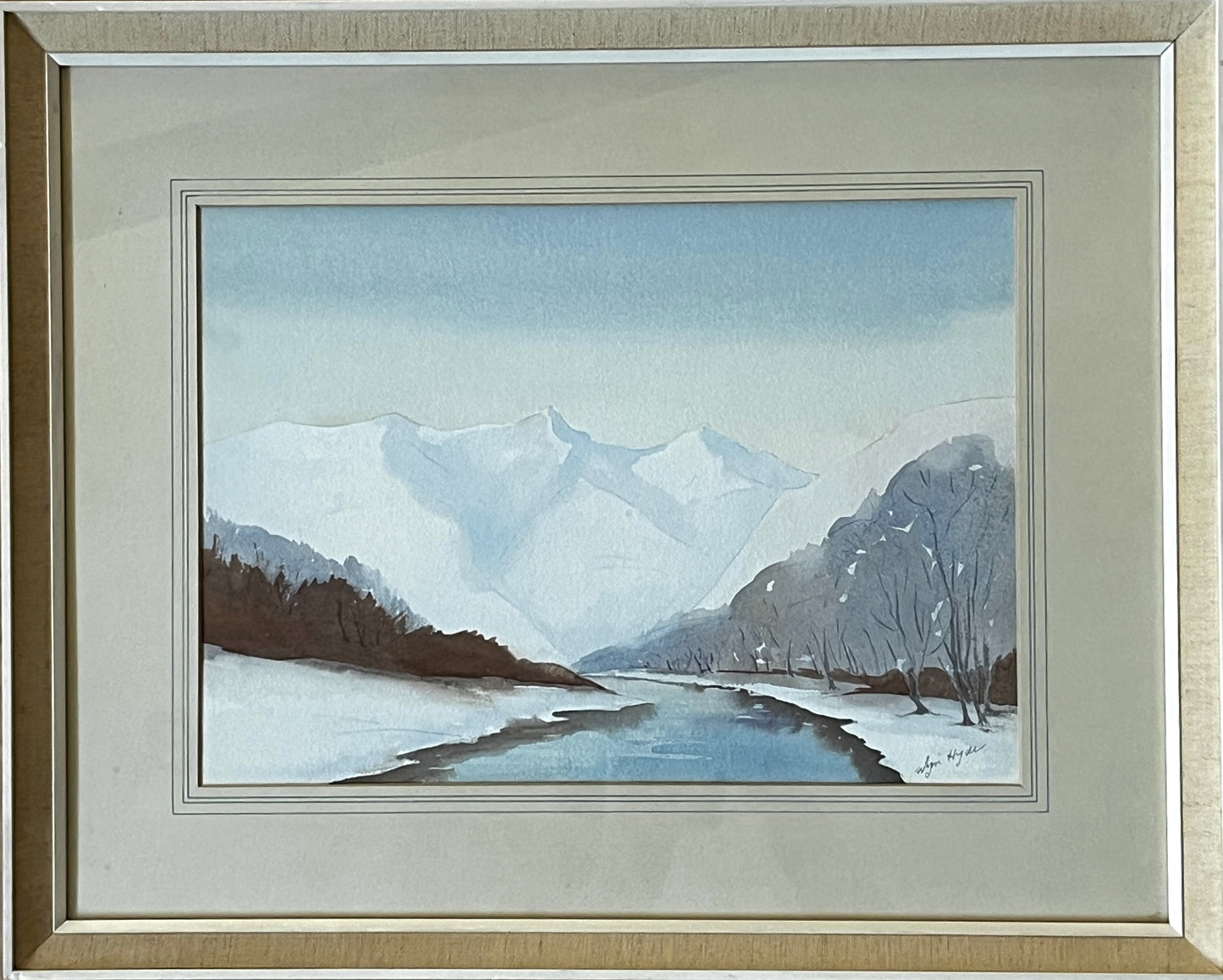 Original Watercolour Painting in Vintage Frame Signed Wyn Hyde