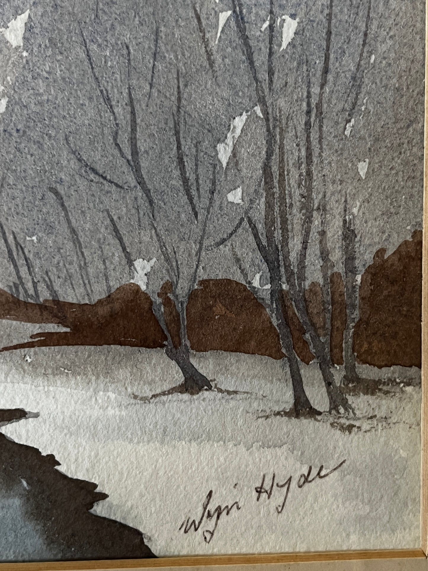 Original Watercolour Painting in Vintage Frame Signed Wyn Hyde