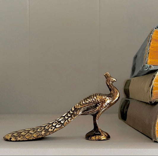 Vintage Solid Brass Peacock Paperweight