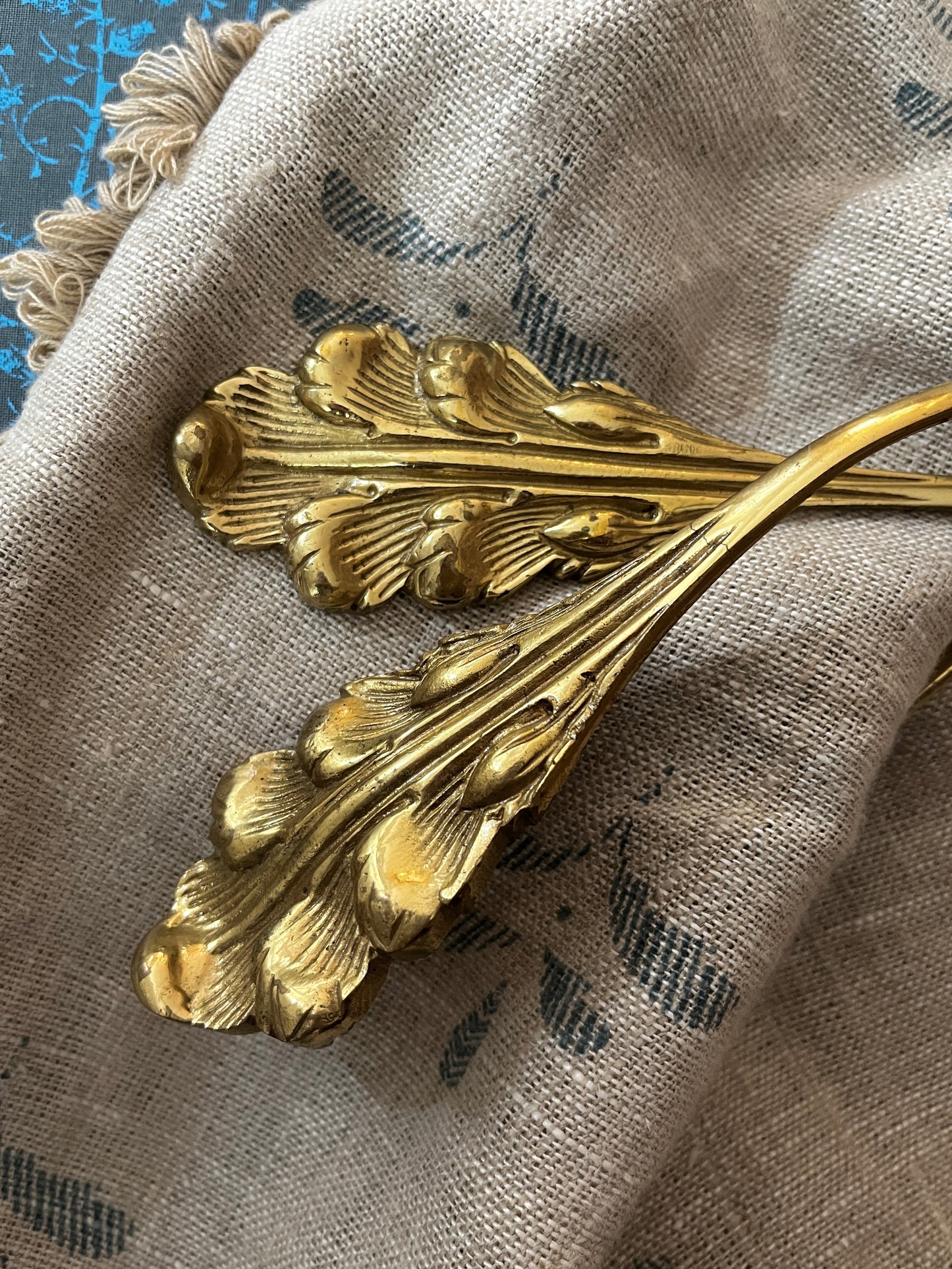 A Pair of Antique Heavy Brass Tie Backs