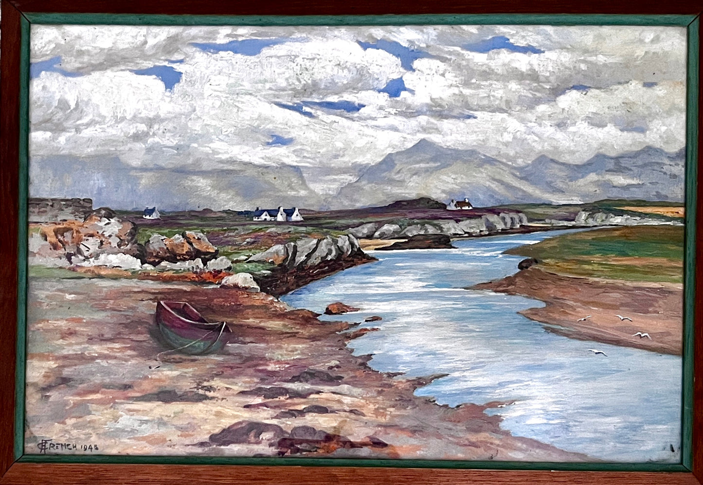 Framed Original Oil Painting - 1945- View from the 4 mile Bridge in Anglesey - Signed - C.French
