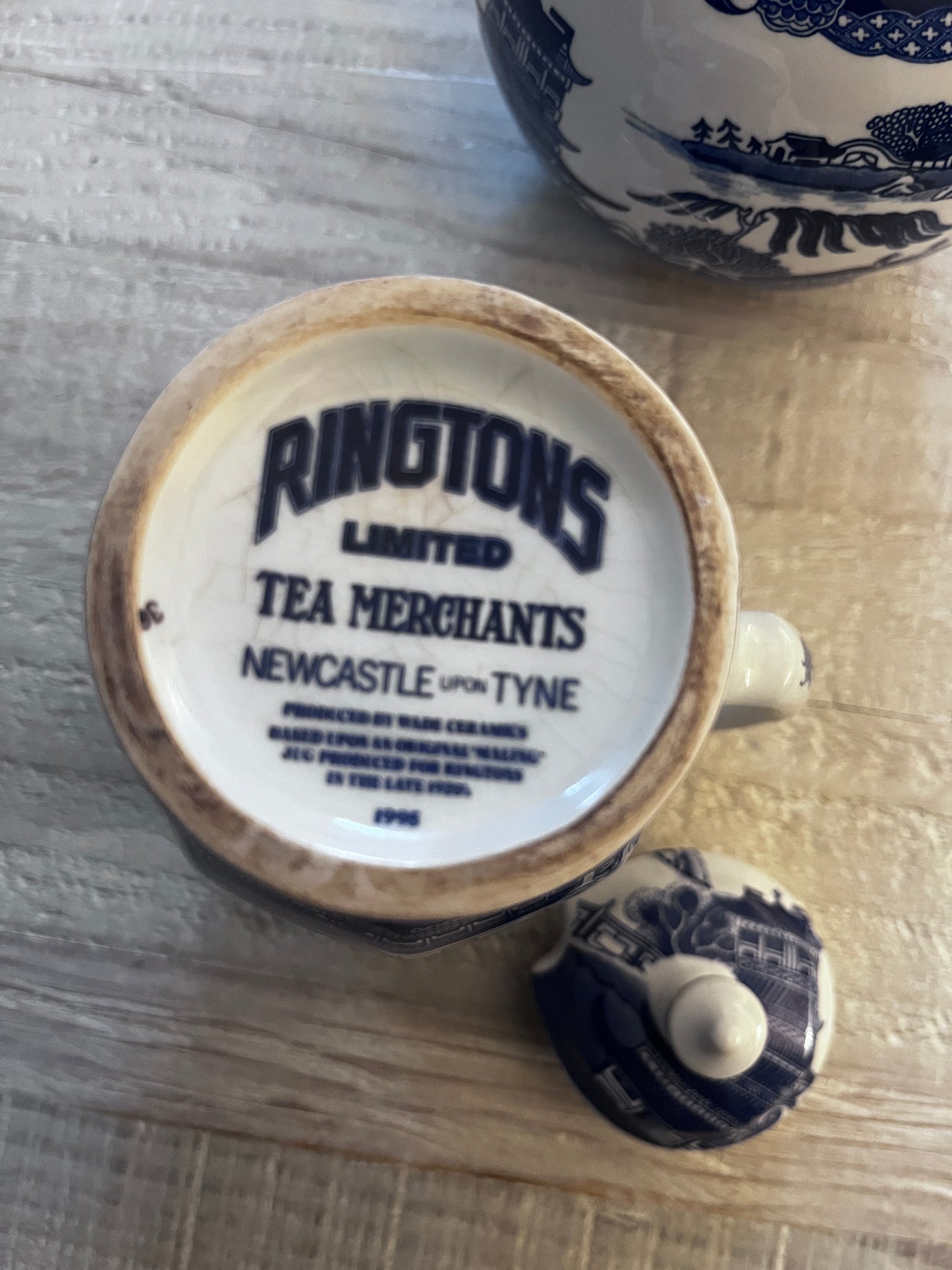 Vintage Ringtons Blue & White Tea Set – Willow Pattern Wade Ceramics Teapot, Jug & Tea Caddy