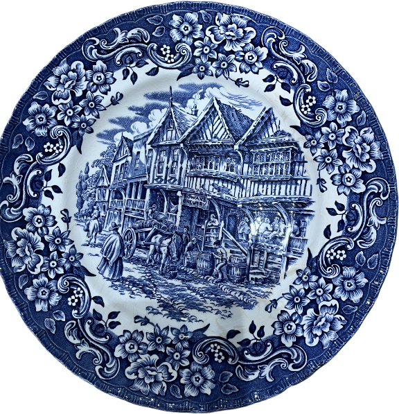 Vintage Blue & White Ironstone Plates – Royal Tudor Ware “17th Century England”