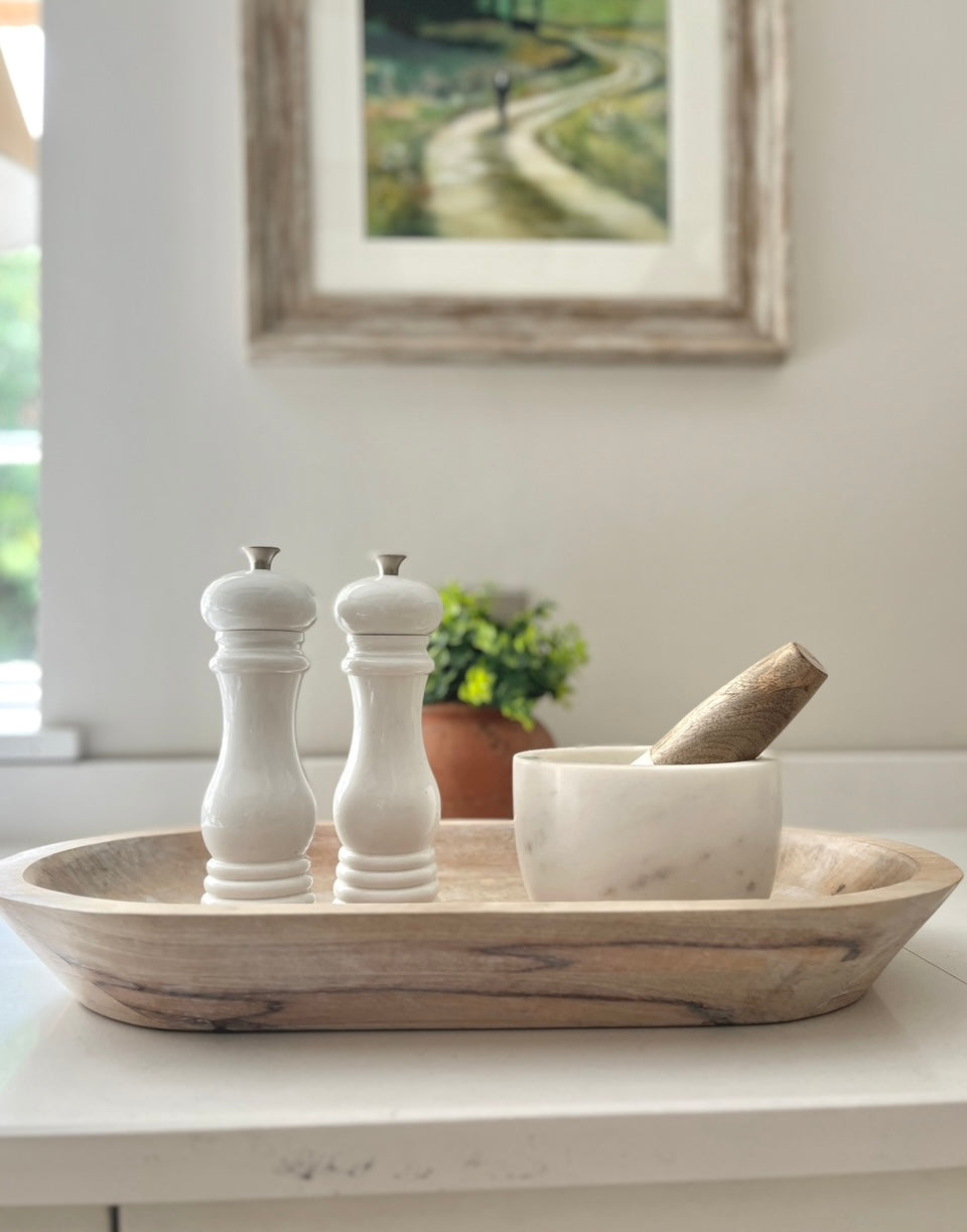 Artisan Hand Crafted Mango Wood Dough Bowl DecorativeTray
