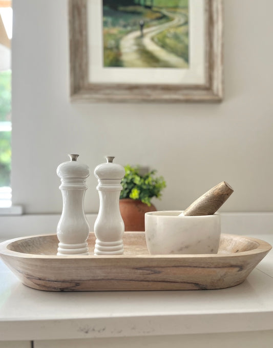 Artisan Hand Crafted Mango Wood Dough Bowl DecorativeTray