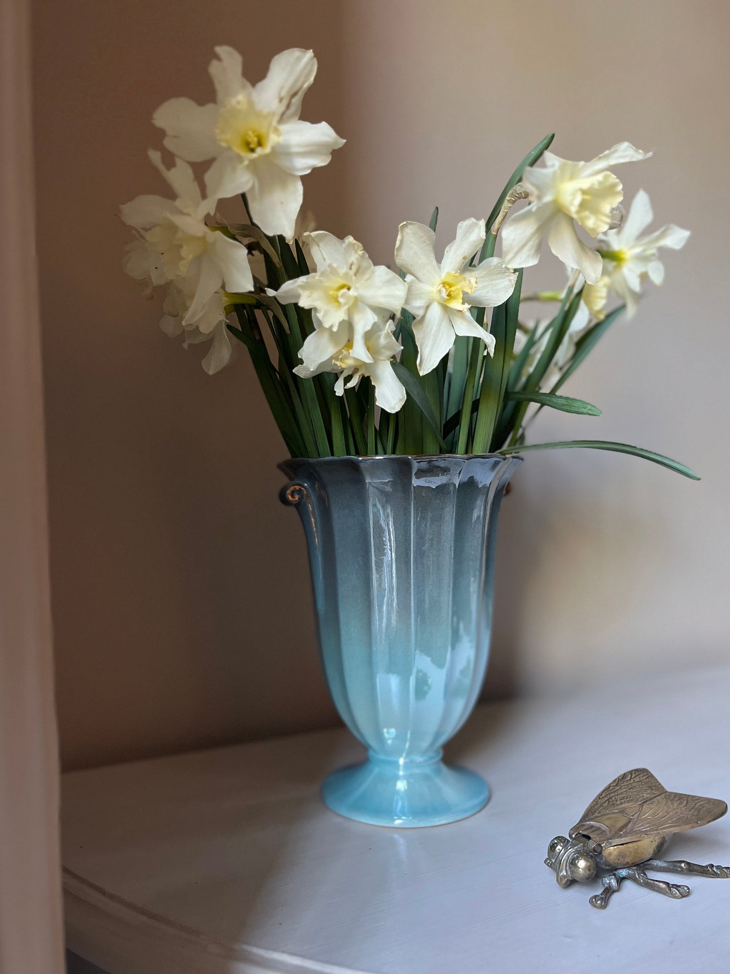 Vintage Arthur Wood Blue Lustre Vase with Gold Detail