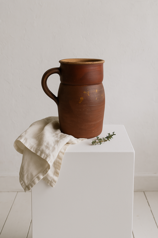 Antique 19th Century French Stoneware Jug – Rustic Farmhouse Decor