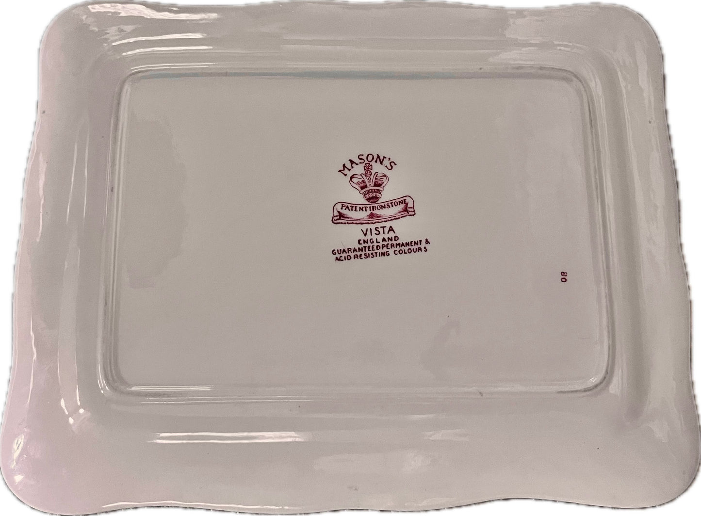 Large Mason’s Vista Ironstone Cheese Dish & Cover Rose Pink Transferware English Vintage