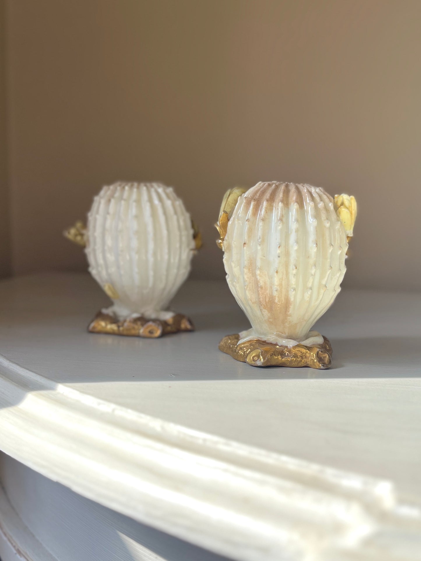 Antique Moore Brothers Cactus Vase Pair Victorian English Porcelain c1880–1905 Miniature Spill Vases Staffordshire 8cm
