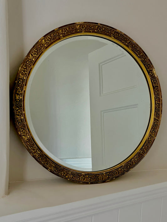 Antique Ornate Round Mirror