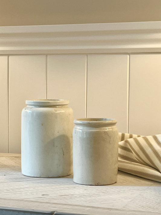Pair of Vintage Glazed Jars