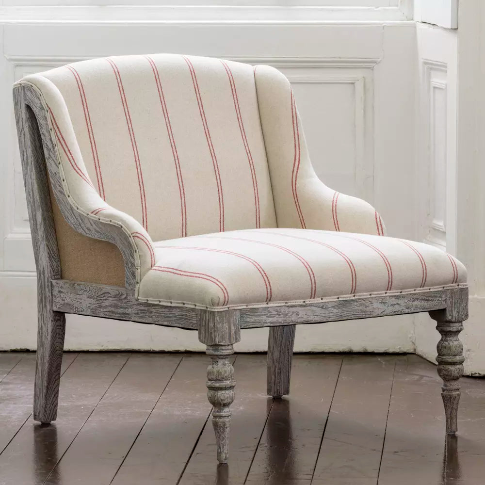 Red Striped Ticking Antique Style Chair
