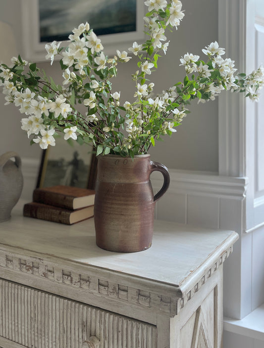 Antique 19th Century French Stoneware Jug – Rustic Farmhouse Decor