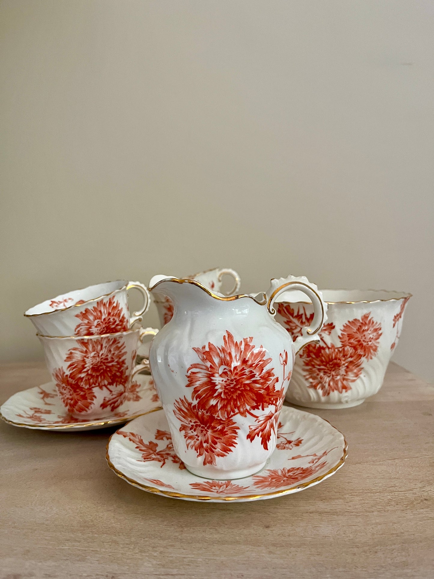Antique 11 Piece Crysanthemum Tea Set