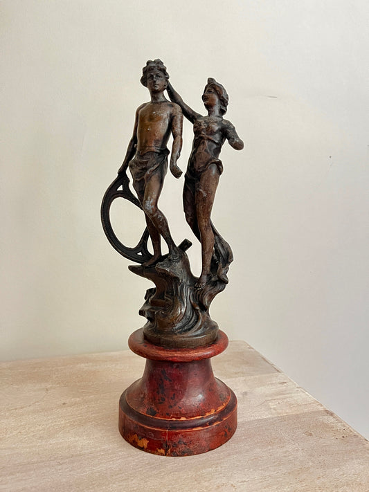 Vintage Cast Romantic Sculpture on Plynth