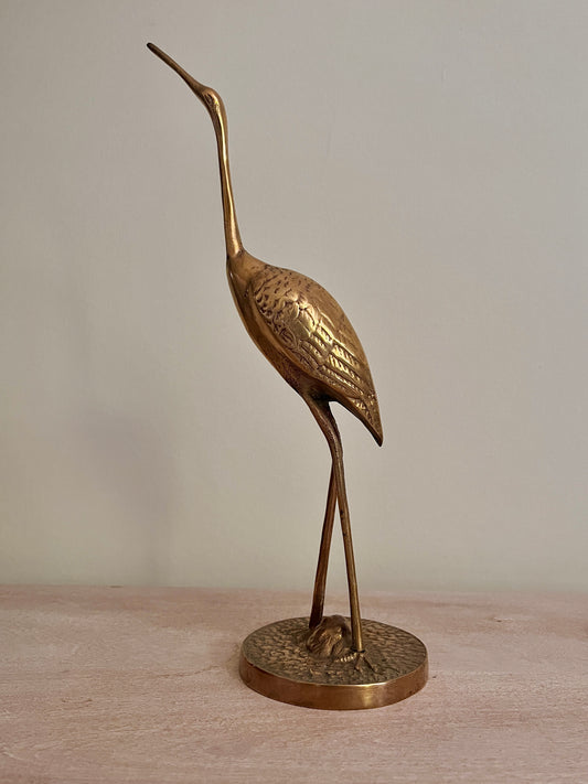 Vintage Brass Crane Figurine – Mid-Century Decor Accent