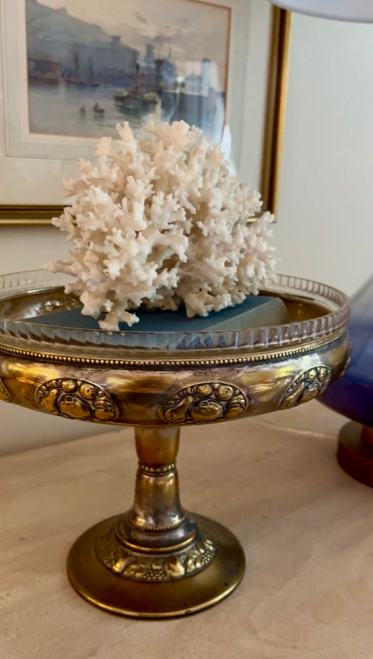 Early 20th Century WMF Art Nouveau Silver-Plated Pedestal Fruit Bowl with Original Glass Liner